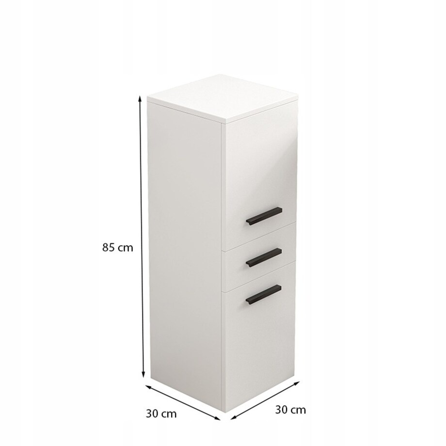 Regał biurowy z szufladą 2 półki szafka biała książki segregatory loft 85cm