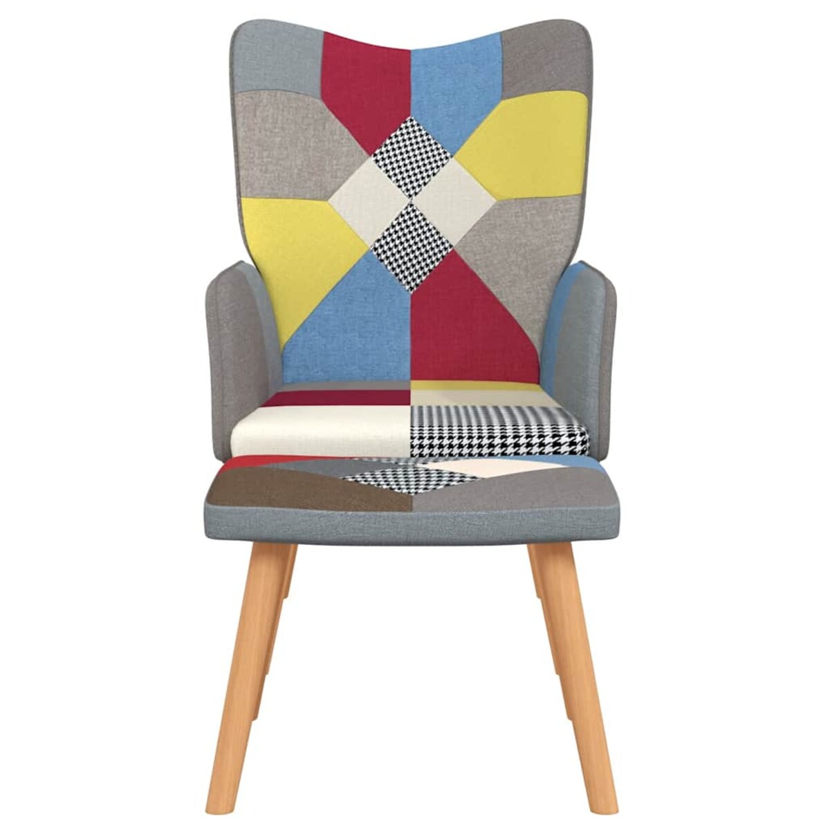 vidaXL Fotel z podnóżkiem, patchwork, obity tkaniną