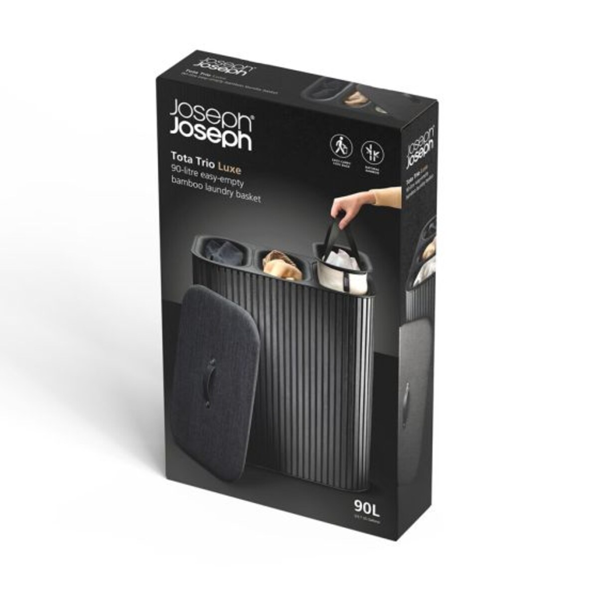 Kosz na pranie potrójny (czarny) Tota Lux Joseph Joseph