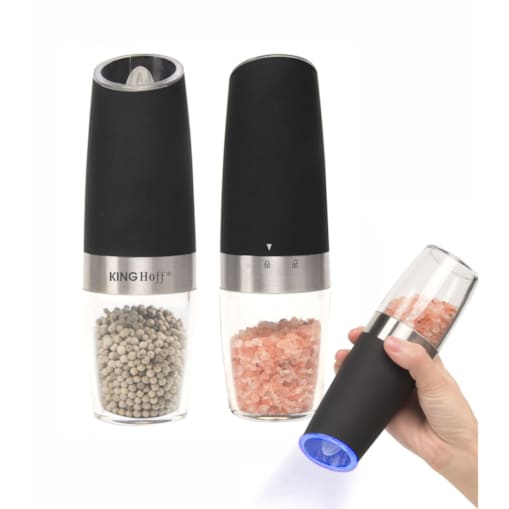 Zestaw 2 elektrycznych młynków grawitacyjnych do soli i pieprzu KINGHOFF