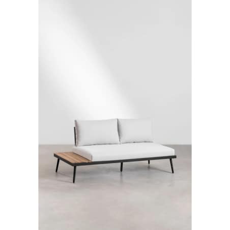 Zestaw ogrodowy: 4-osobowy narożnik ze stolikiem kawowym, aluminium i drewno akacjowe Kalen