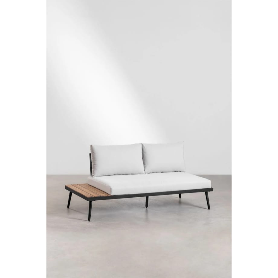 Zestaw ogrodowy: 4-osobowy narożnik ze stolikiem kawowym, aluminium i drewno akacjowe Kalen