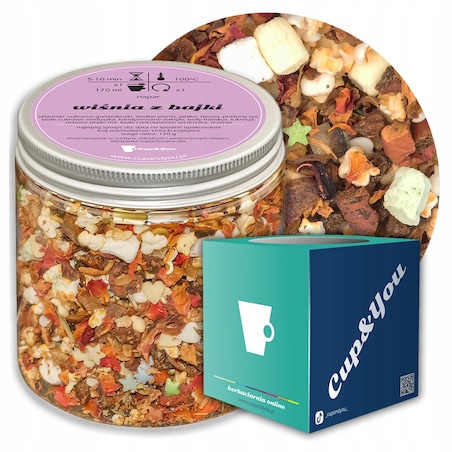 Herbata owocowa WIŚNIA Z BAJKI o smaku owocowych żelków PREMIUM Cup&You - herbata liściasta sypana mieszanka napar susz - gotowa na prezent upominek