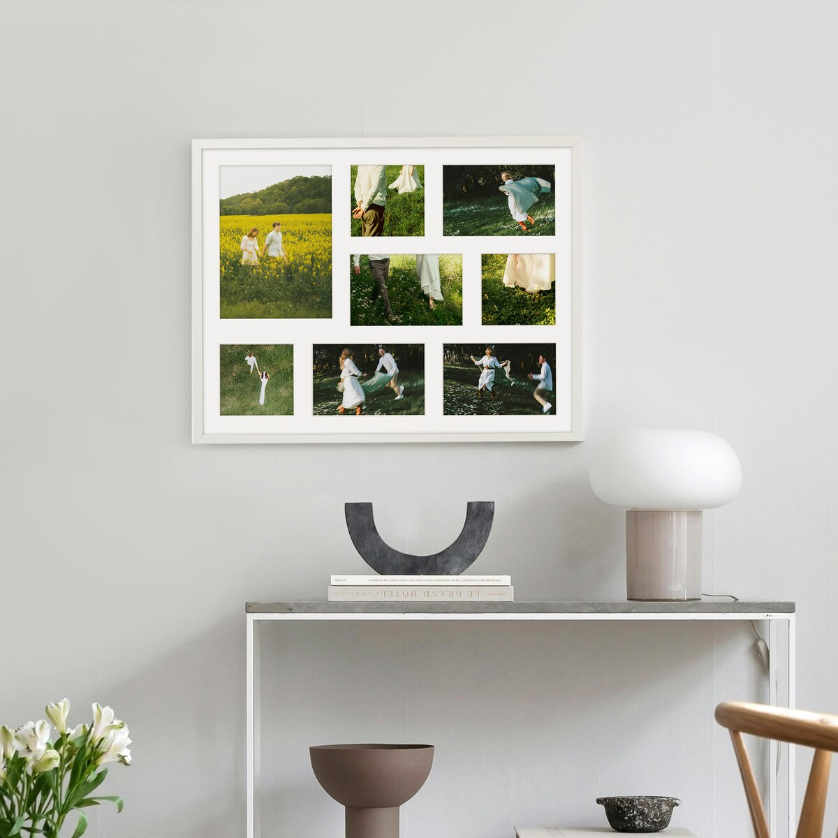 Ramka na zdjęcia 3x 10x10 4x 10x15 1x 15x21 biała galeria na 8 zdjęć ramka 40x50 cm FRAMAI