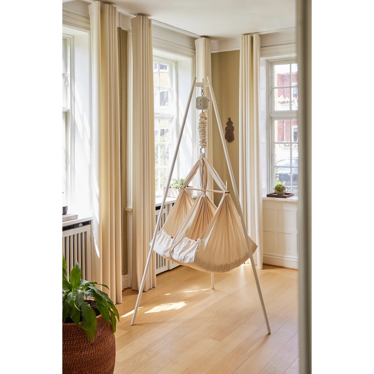 Hamak-huśtawka dla bliźniąt Premium - podwójna, szara