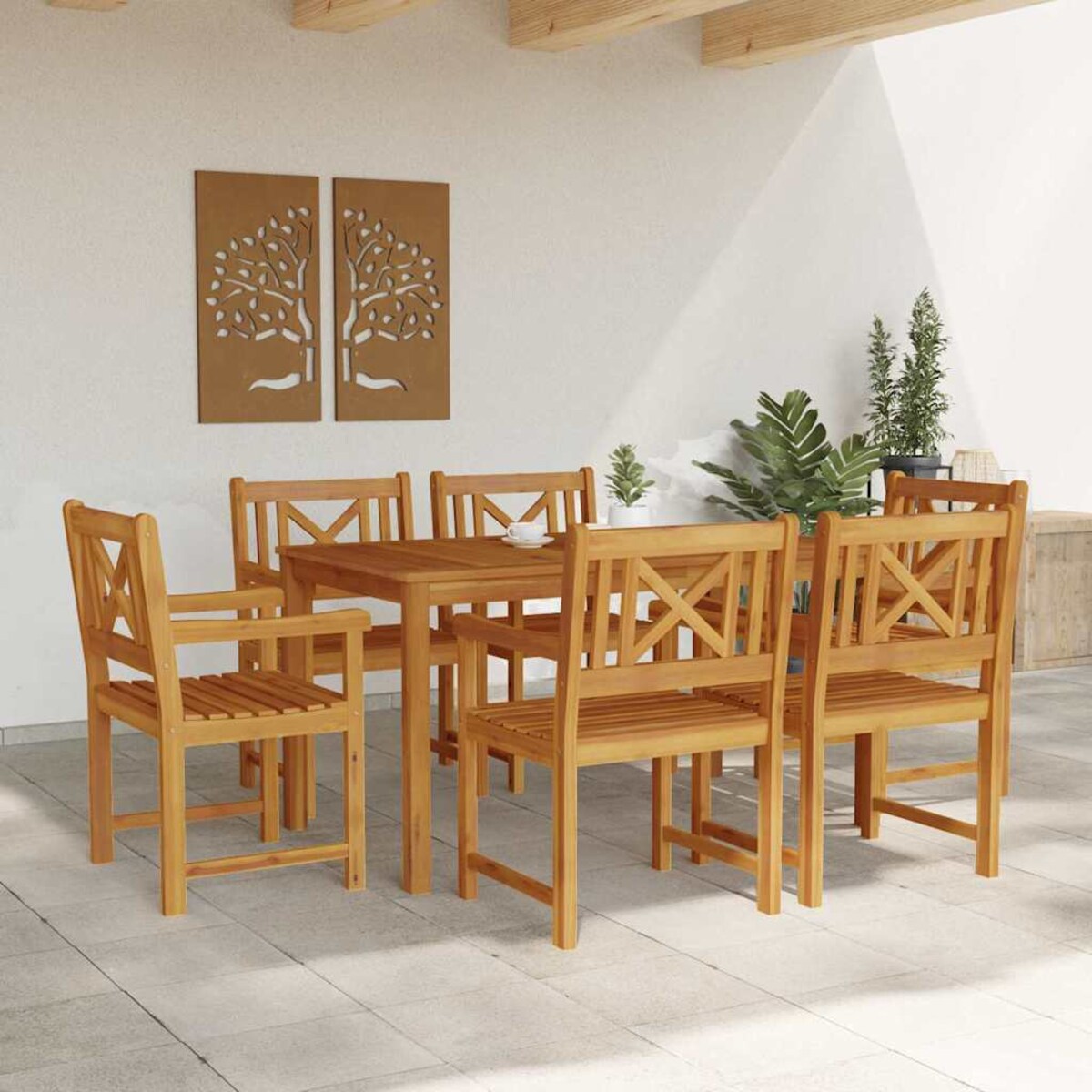 vidaXL Zestaw do jadalni w ogrodzie 7 pcs Brązowy lite drewno akacjowe