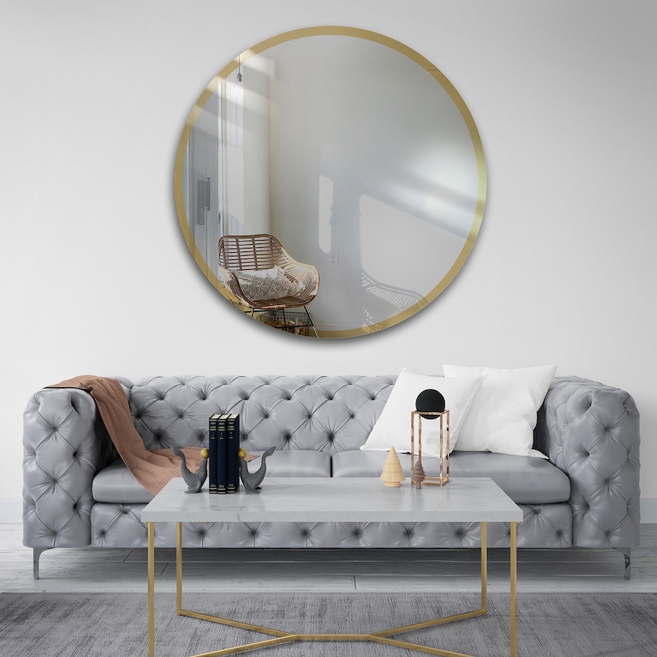 Lustro okrągłe BELLA srebrno złote fi 100