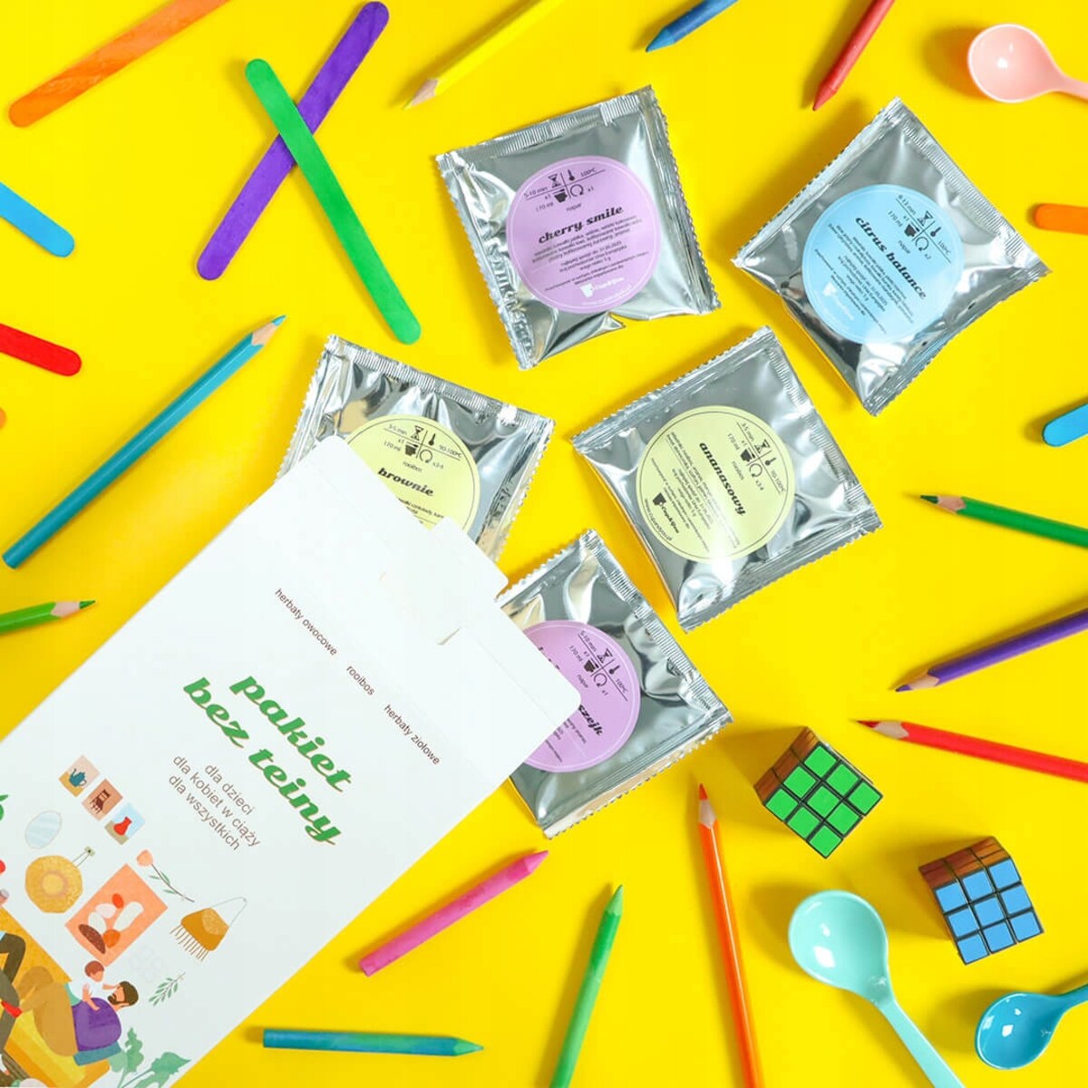 ZESTAW HERBAT "PAKIET BEZ TEINY" DLA CIĘŻARNEJ KOBIETY - MIX 14 HERBAT SYPANYCH BEZ TEINY I KOFEINY W SASZETKACH PO 5 GRAM NA PREZENT UPOMINEK DLA NIEJ