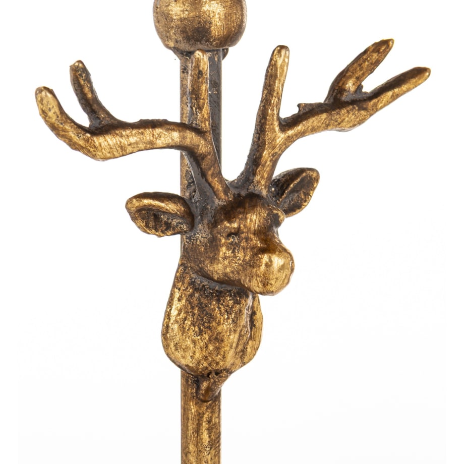 Świecznik metalowy złoty z reniferem 29,5x12x12 cm RENI