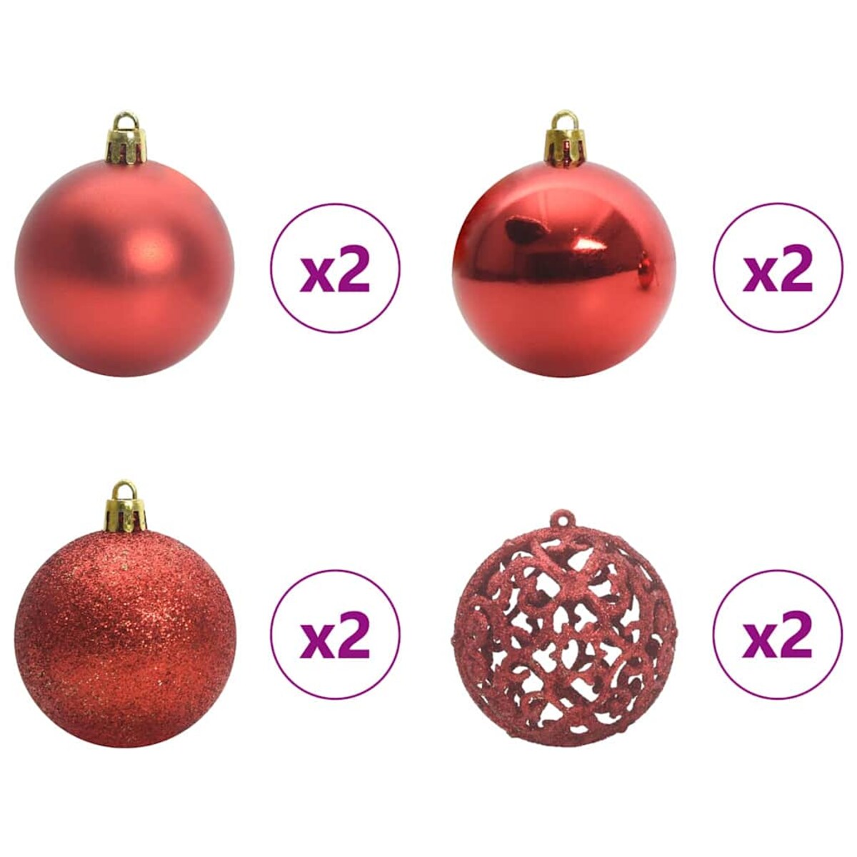 vidaXL Zestaw Bombek Choinkowych 61 pcs Wielokolorowe