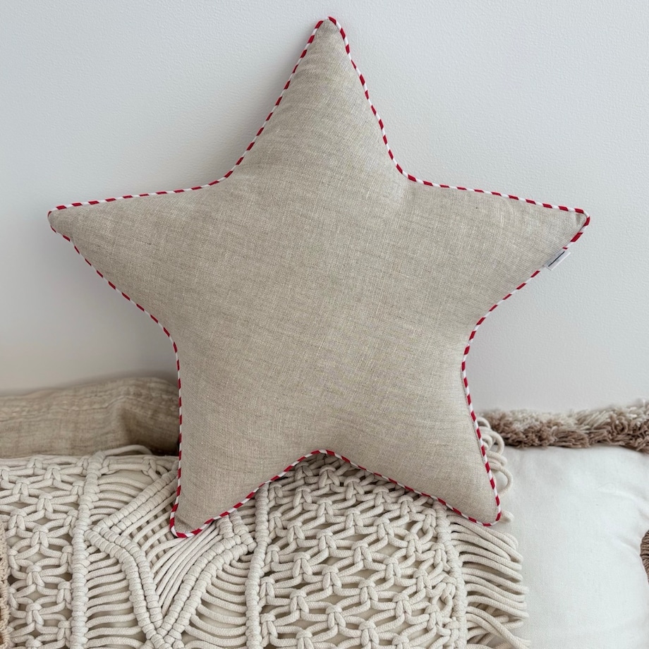 Poduszka Gwiazda len z wstawką dwukolorową