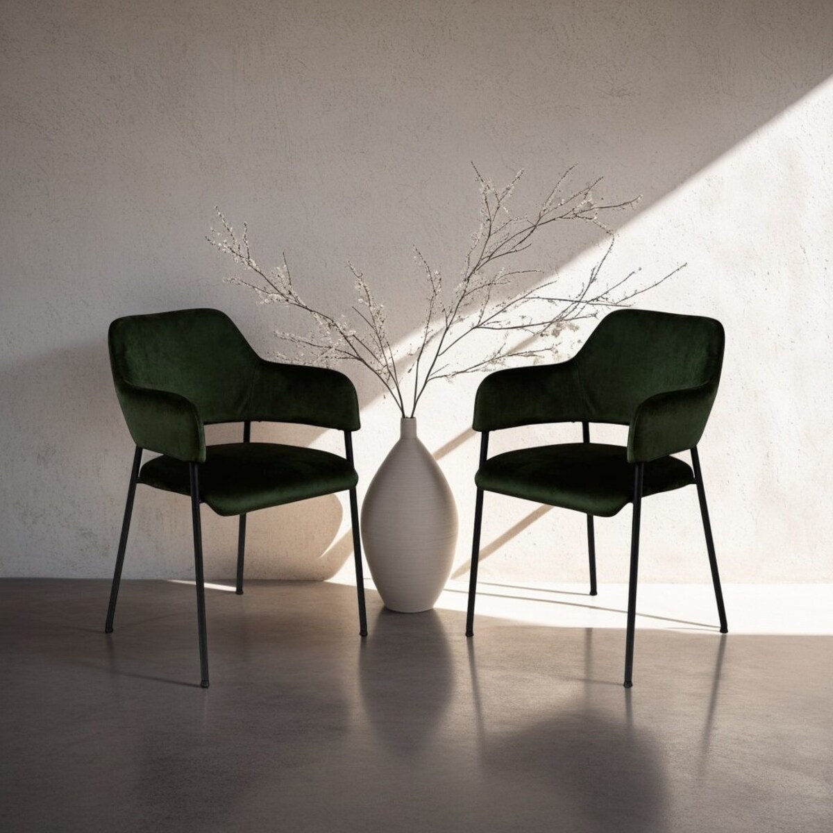 Zestaw 2 KRZESŁA Z PODŁOKIETNIKAMI Lima WELUROWE zielone