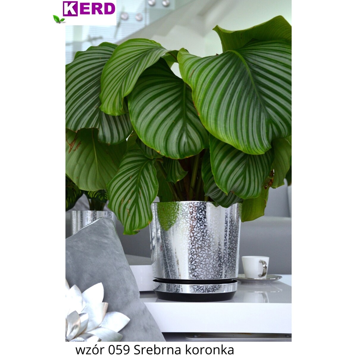 18 cm piękny wzór SREBRNA KORONKA kobieca motyw artystyczny elegancki glamour ekskluzywna wyrafinowana