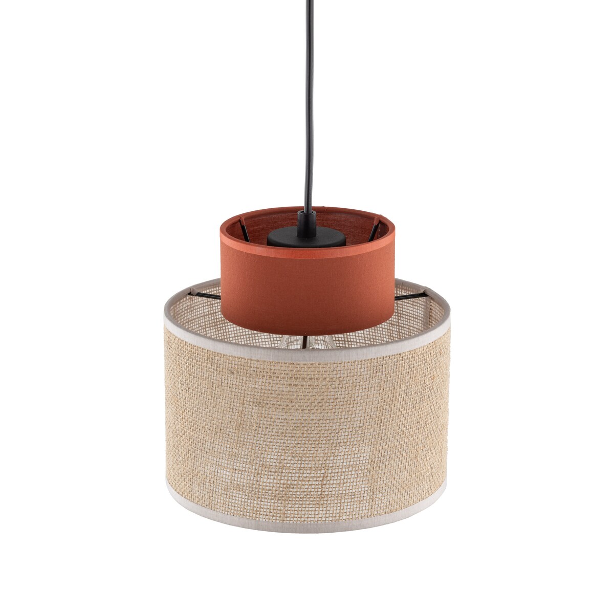 Lampa wisząca TK Lighting DUO JUTA BROWN 2785 czarno-beżowa E27 regulowana, jutowy klosz do salonu i jadalni