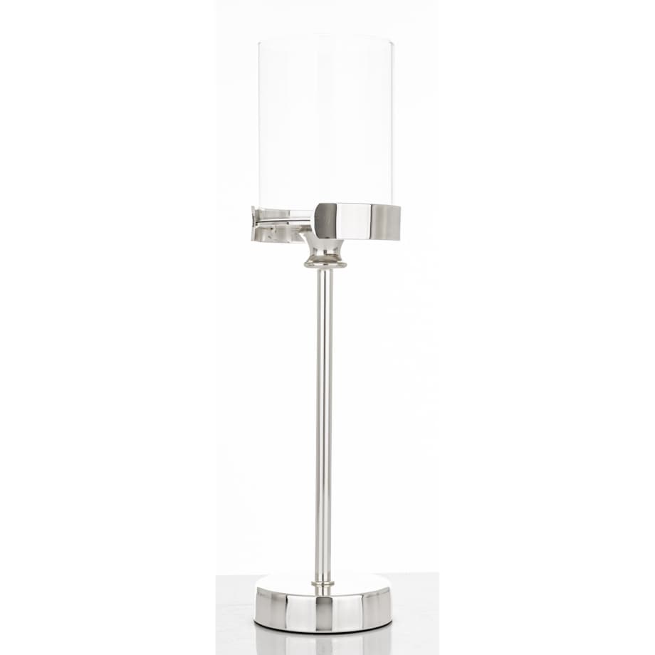 Świecznik srebrny z kloszem 33x8,5x8,5 cm CHANDIA