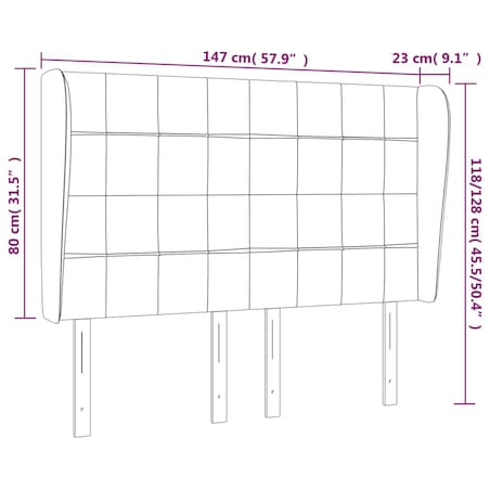 vidaXL Zagłówek uszak, jasnoszary, 147x23x118/128 cm, aksamit