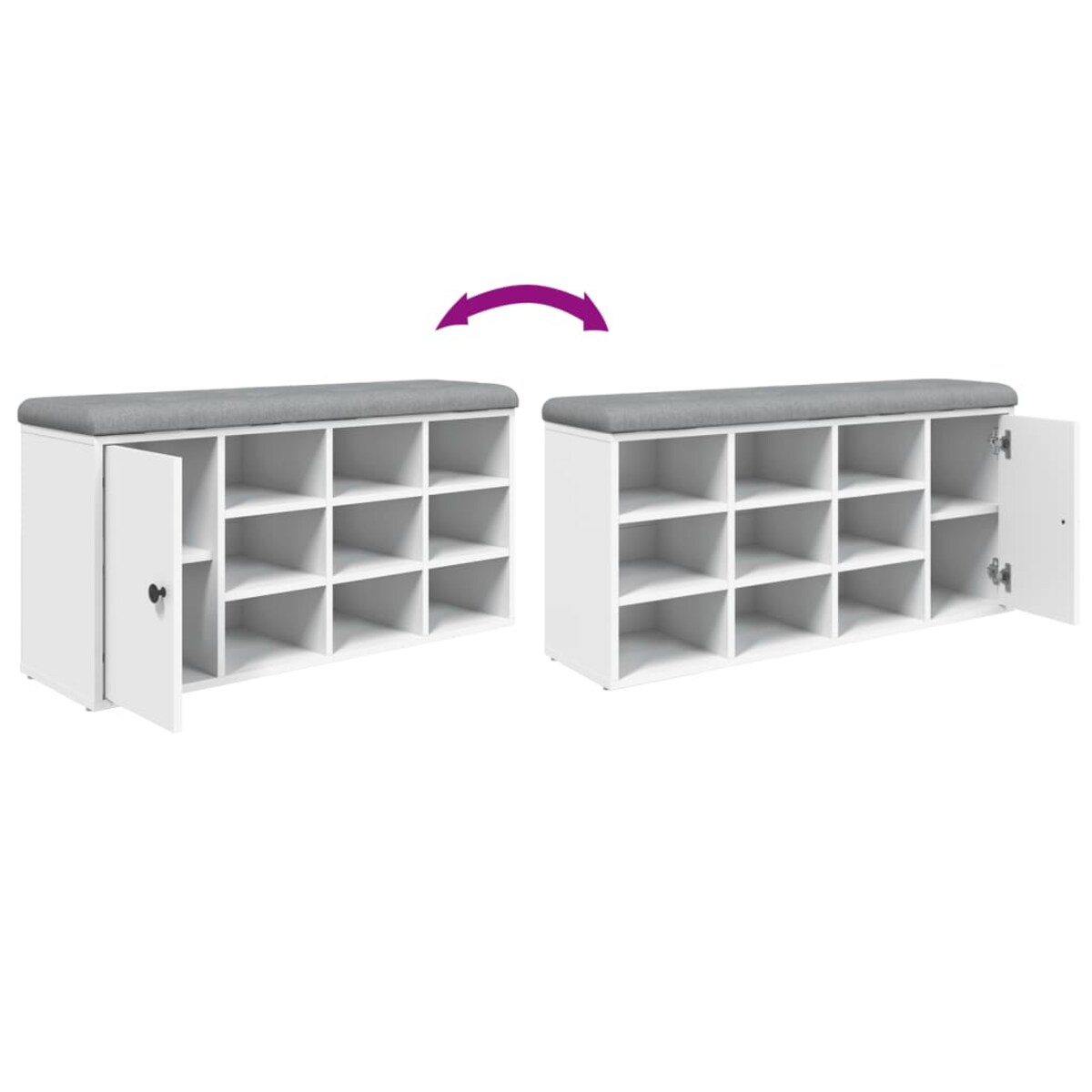 vidaXL Ławka na buty, biała, 102x32x50 cm, materiał drewnopochodny