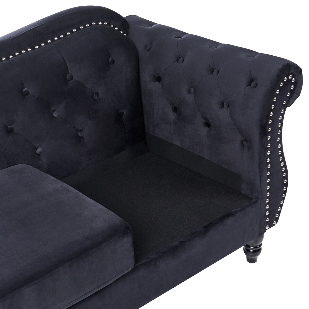 Sofa dla 2 osób SKIEN Welur Czarny