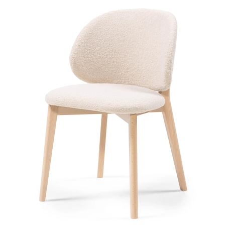 Krzesło SELMA - VIII jasnobeżowe/buk/boucle 79x48x48 cm