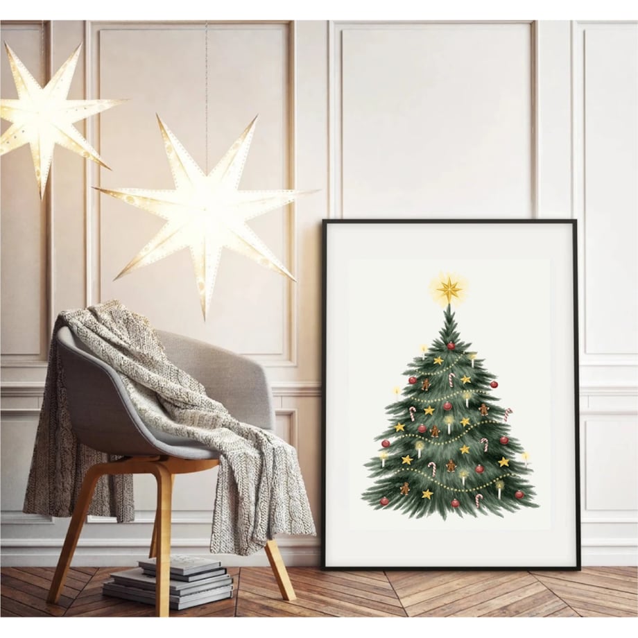 Poster Story, Plakat, Obraz - Choinka z Ozdobami, wymiary 70 x 100 cm