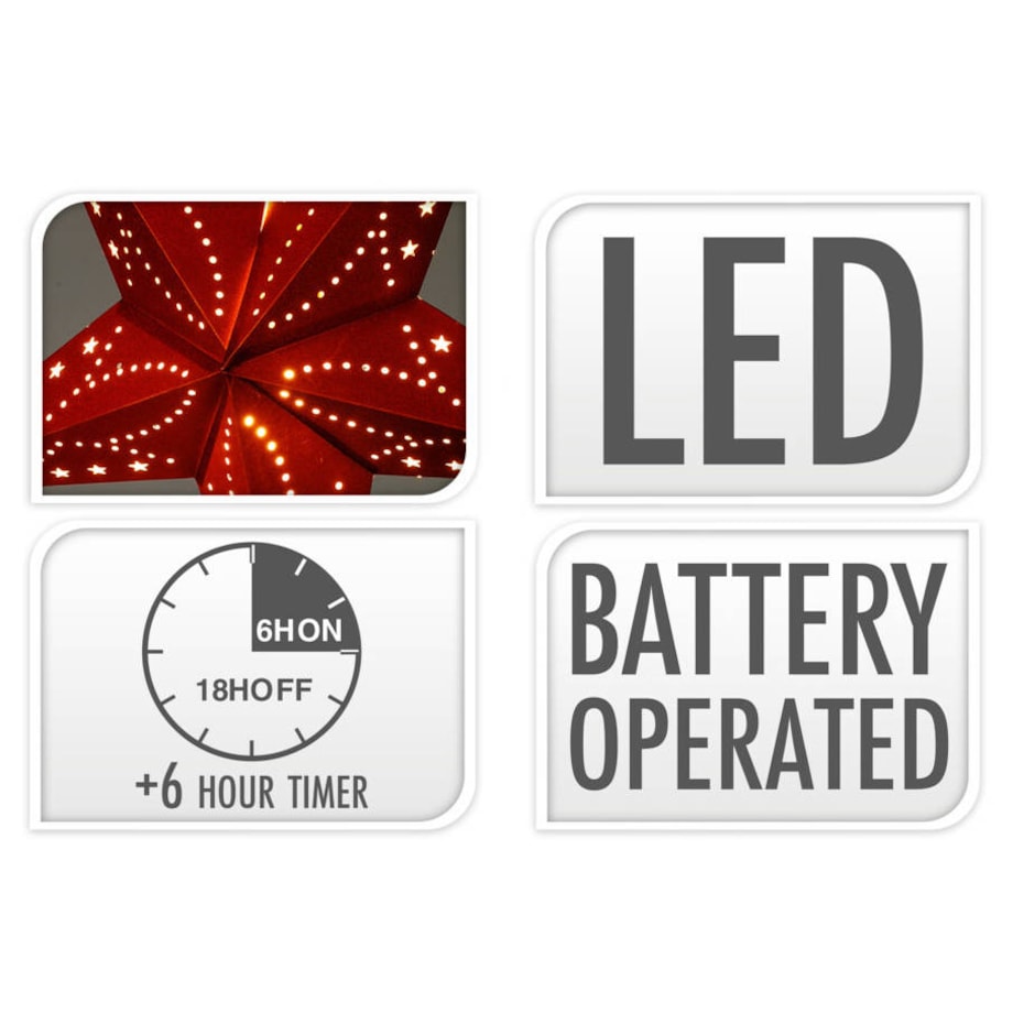 Gwiazda papierowa LED, świecąca