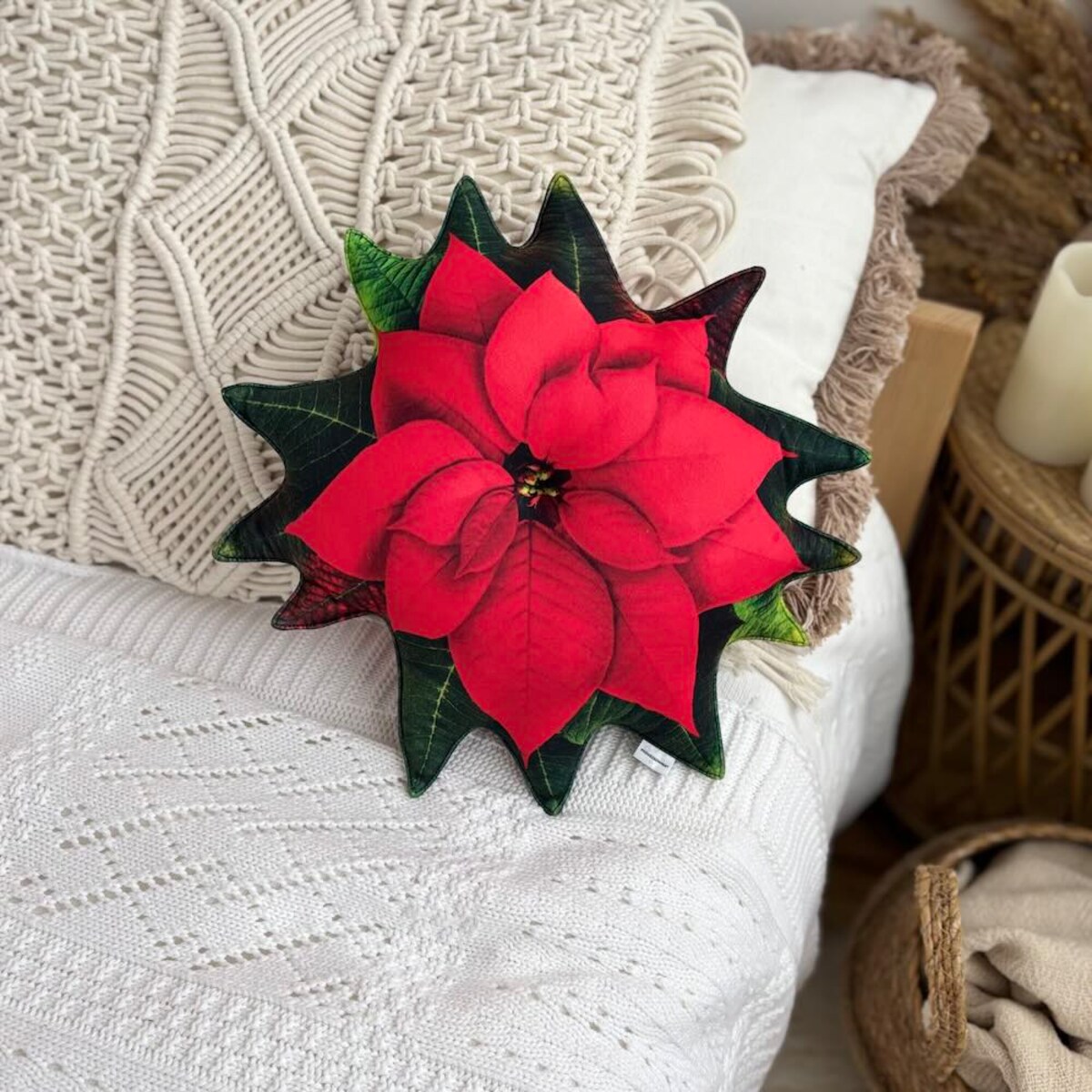 Poduszka mała Gwiazda Betlejemska czerwona Poinsencja