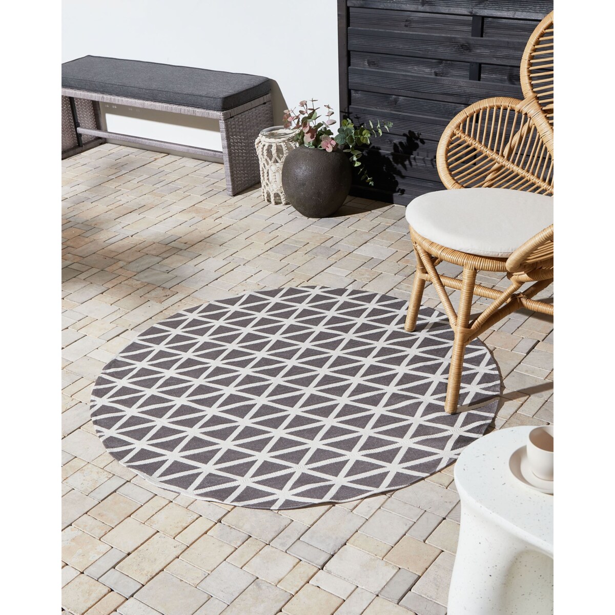 Dywan zewnętrzny PANAJI Szary ø 120 cm