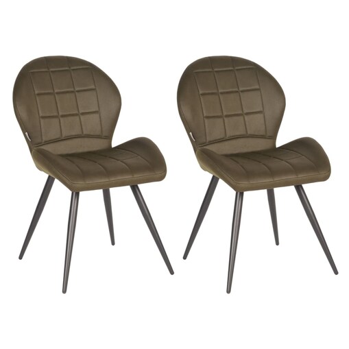 LABEL51 Krzesła stołowe Sil, 2 szt., 51x64x87 cm, zielone, mikrofibra