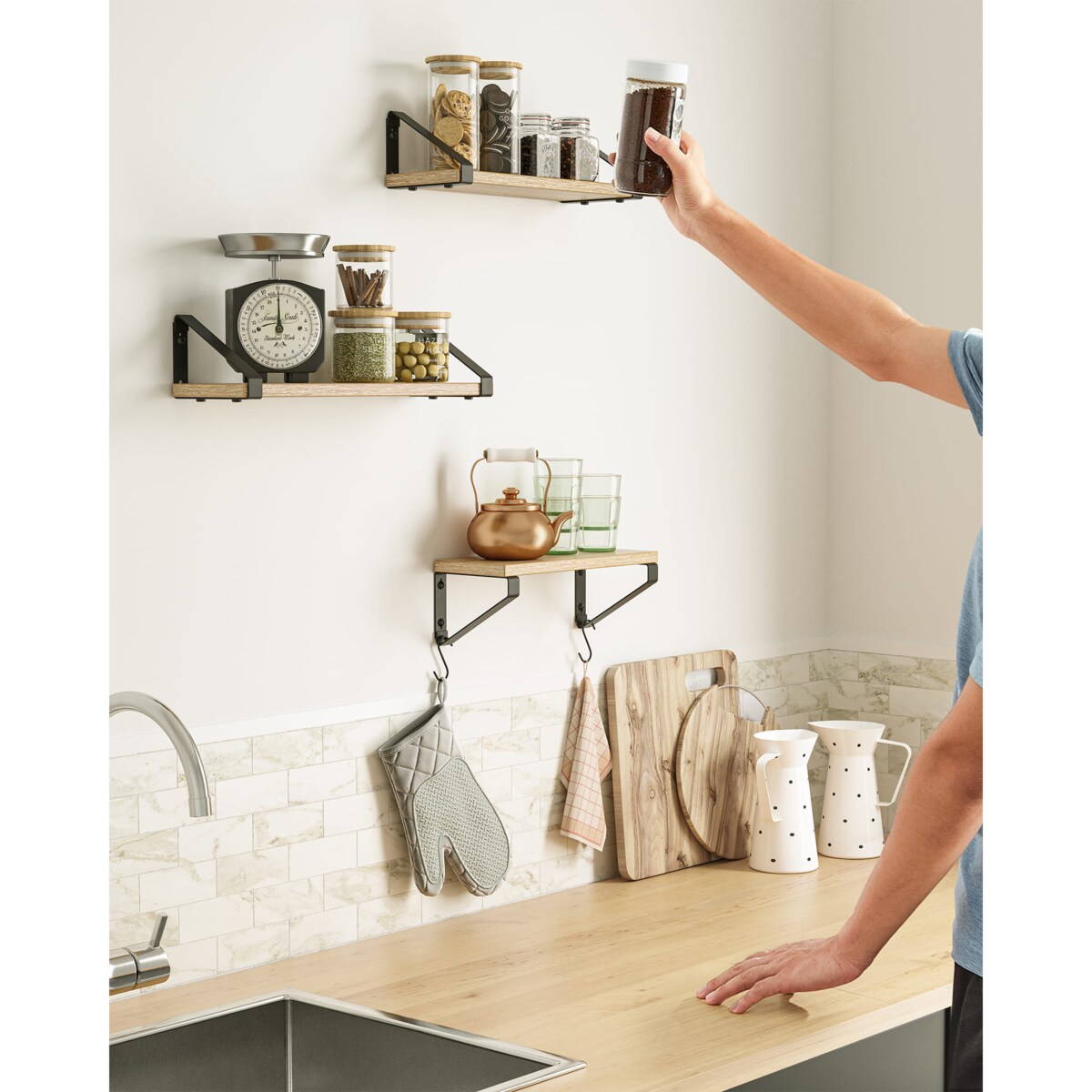 Półka Ścienna Wisząca Zestaw 3 Sztuki Sonoma