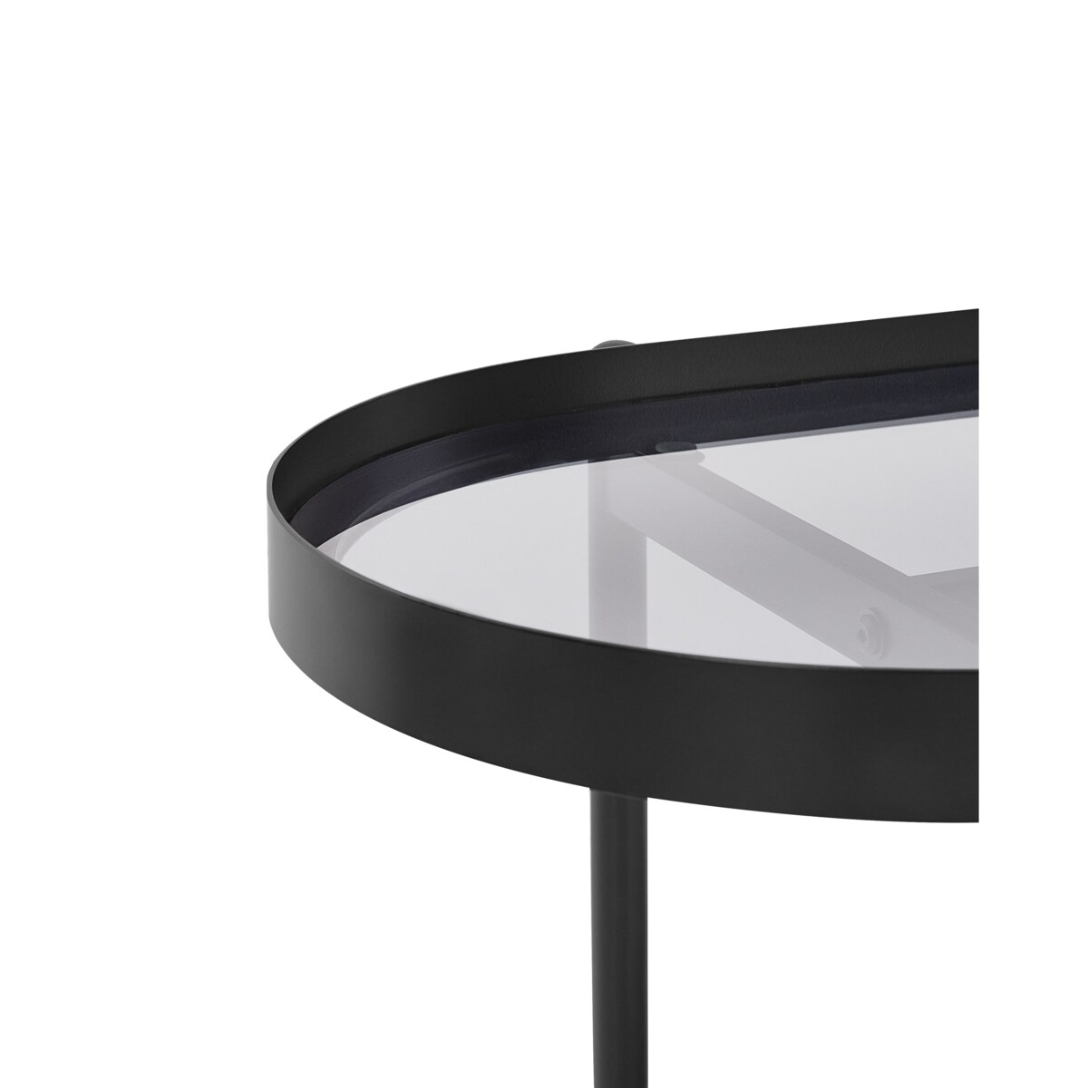 Konsola szklana jasne drewno z czarnym RENO