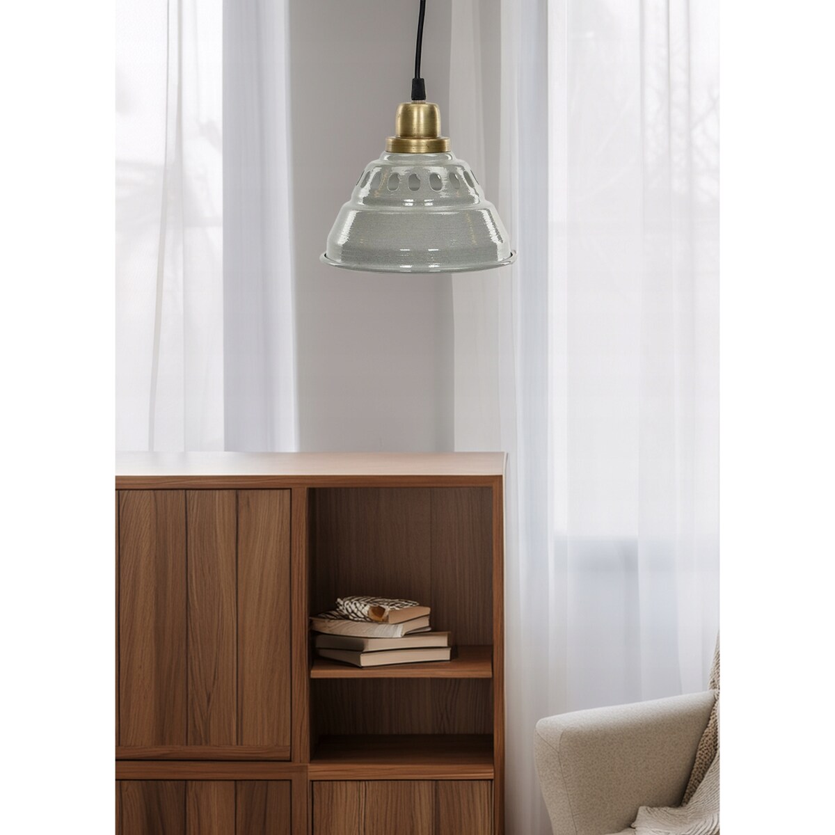LAMPA SUFITOWA WISZĄCA NAD STÓŁ LOFT POJEDYNCZA METALOWA SZARA złota 18cm