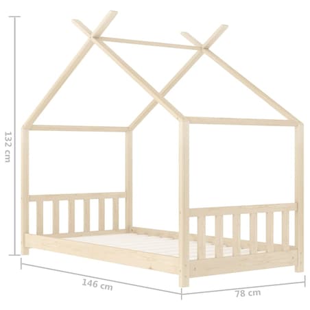 vidaXL Rama łóżka dziecięcego, lite drewno sosnowe, 70 x 140 cm