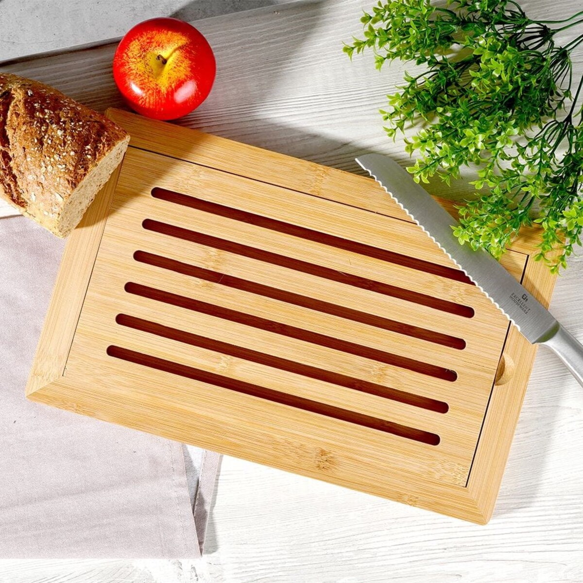 Bambusowa Deska do Krojenia Chleba Pieczywa Drewniana 38 x 24 cm Otwierana