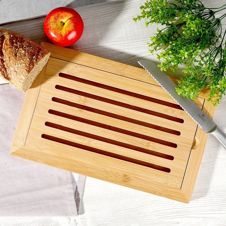 Bambusowa Deska do Krojenia Chleba Pieczywa Drewniana 38 x 24 cm Otwierana