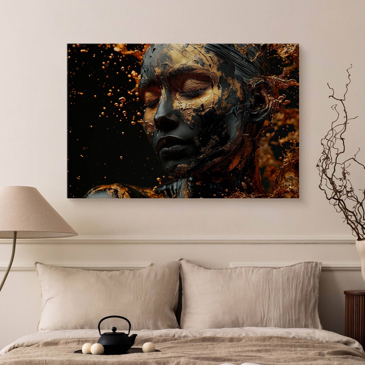 Obraz Na Płótnie Do Salonu Kobiecy Portret Abstrakcja Styl Glamour 70x50cm