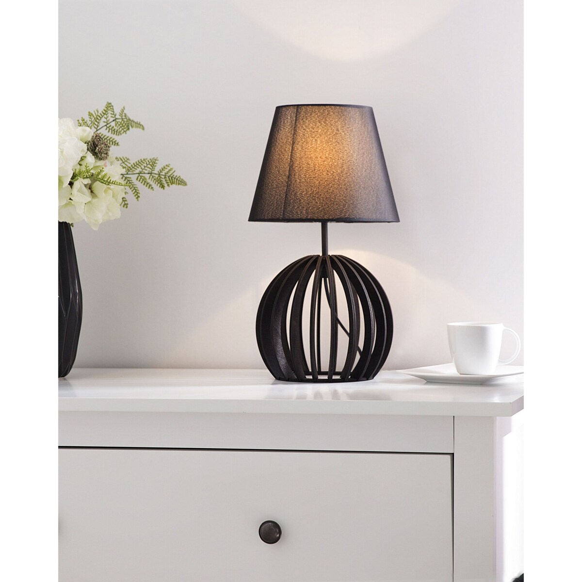 Lampka nocna drewniana czarna SAMO