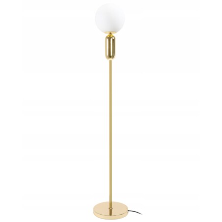 Lampa Stojąca Podłogowa Złota Biały Klosz