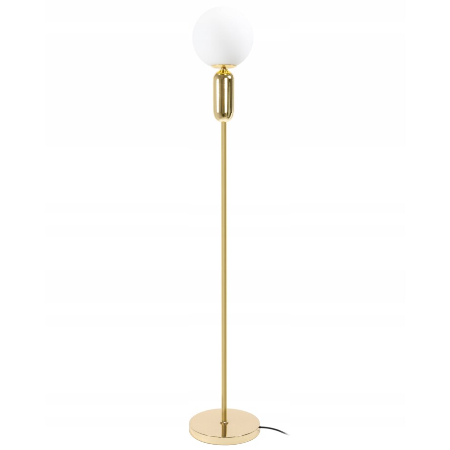 Lampa Stojąca Podłogowa Złota Biały Klosz