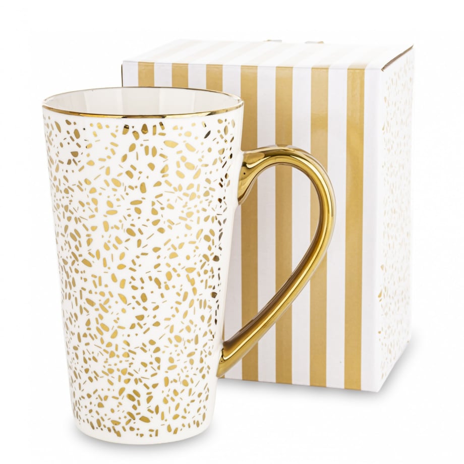Kubek porcelanowy 450ml biało-złoty IRENA
