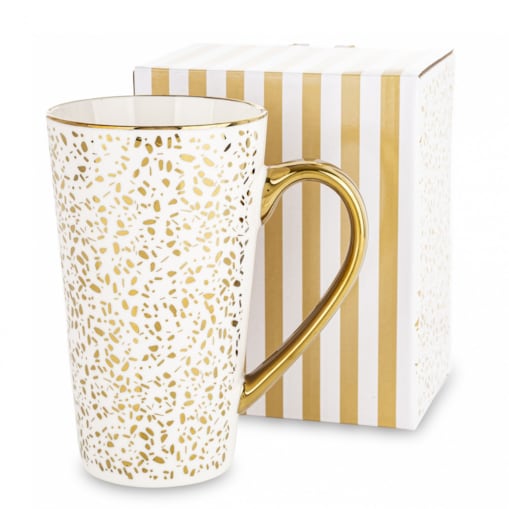 Kubek porcelanowy 450ml biało-złoty IRENA