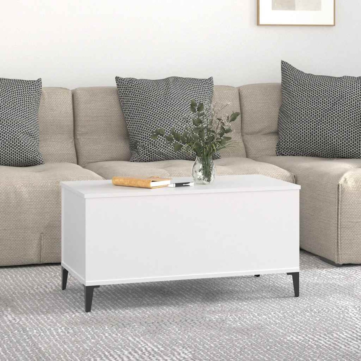 vidaXL Stolik kawowy, biały 90x44,5x45 cm, materiał drewnopochodny