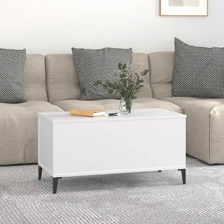 vidaXL Stolik kawowy, biały 90x44,5x45 cm, materiał drewnopochodny