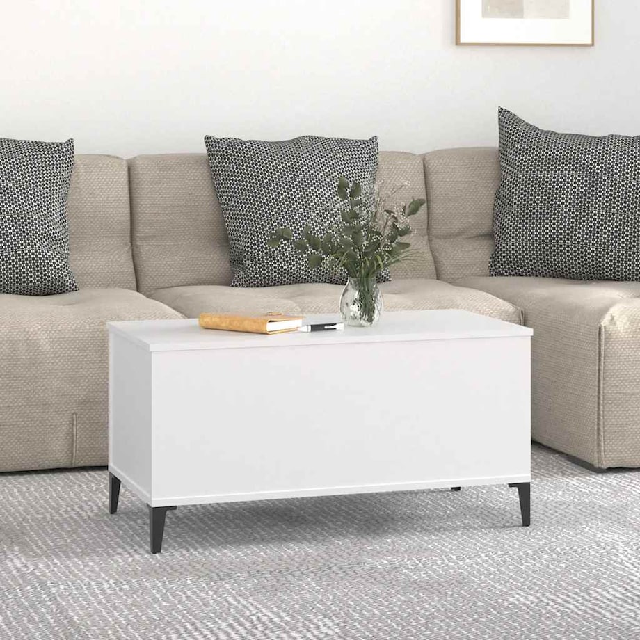 vidaXL Stolik kawowy, biały 90x44,5x45 cm, materiał drewnopochodny