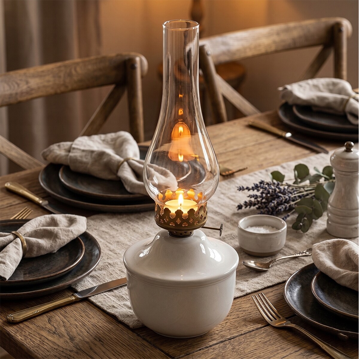 ŚWIECZNIK TEALIGHT BIAŁY LAMPA NAFTOWA LOFT METAL DEKORACJA OZDOBA WYSOKI