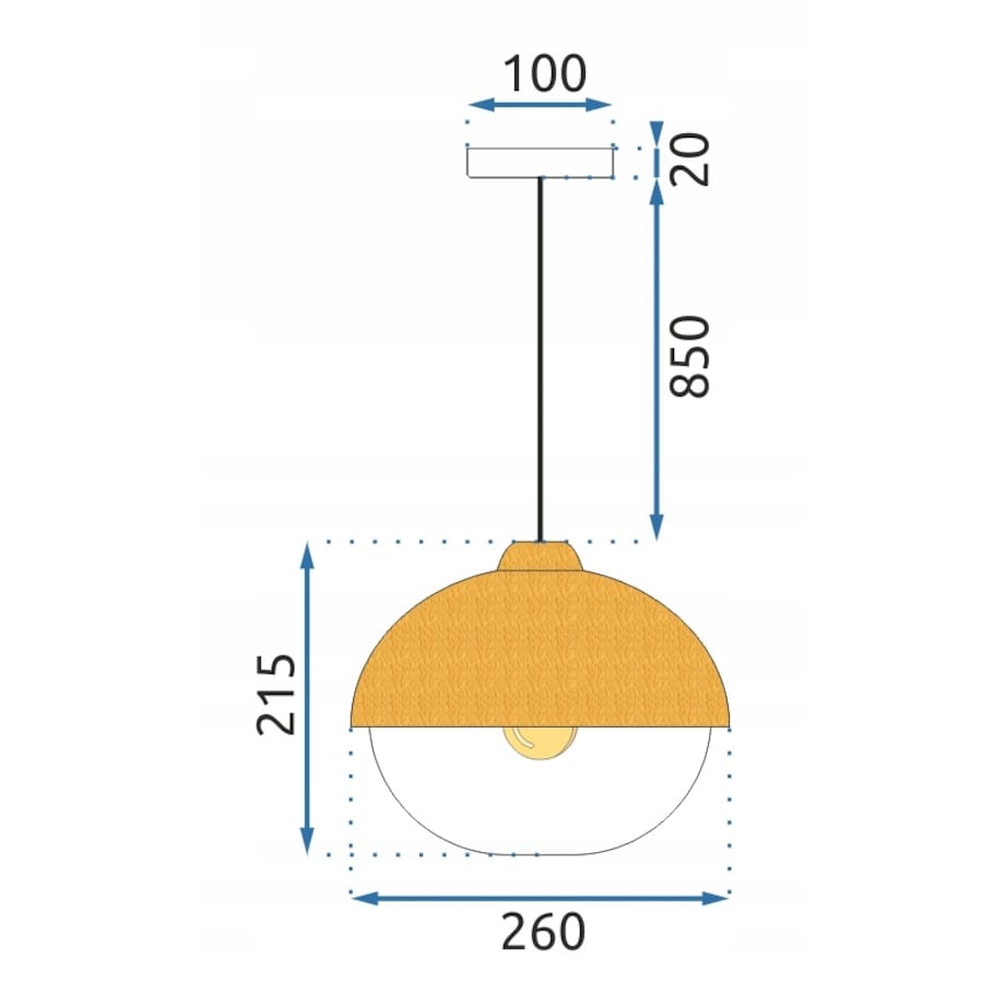 Lampa Sufitowa Wisząca Orzeszek Wzór Drewna E27