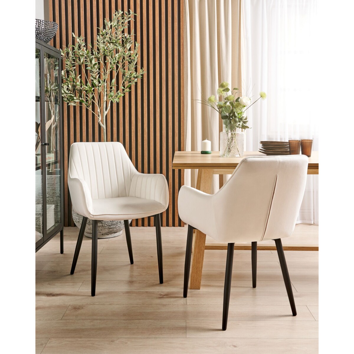 Zestaw 2 krzeseł do jadalni welurowy biały WELLSTON