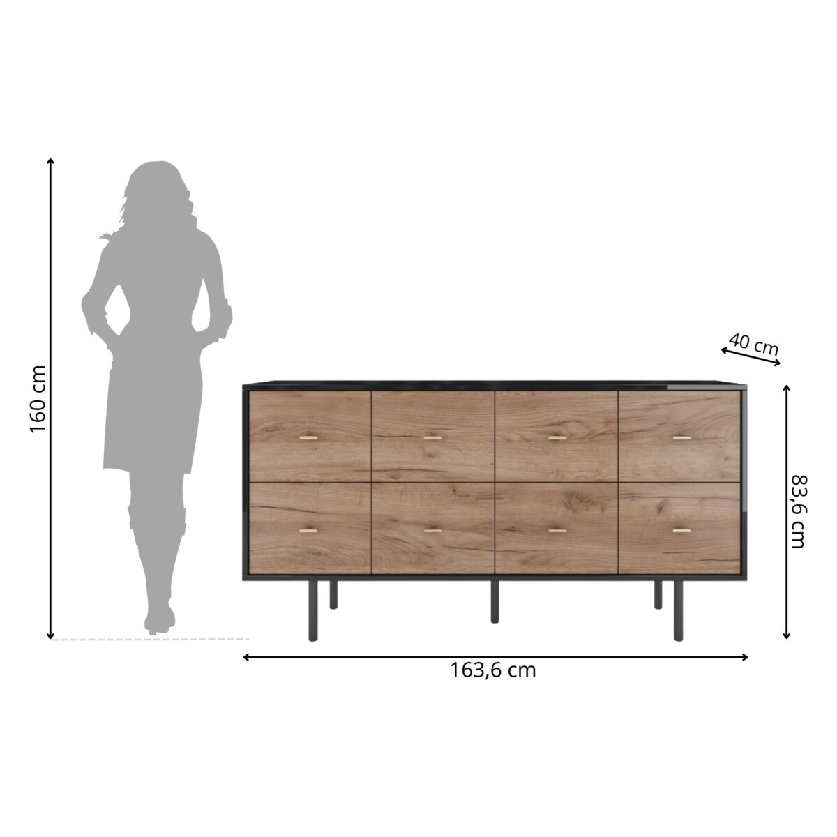 Elegancka Komoda Maud / szer. 163 cm