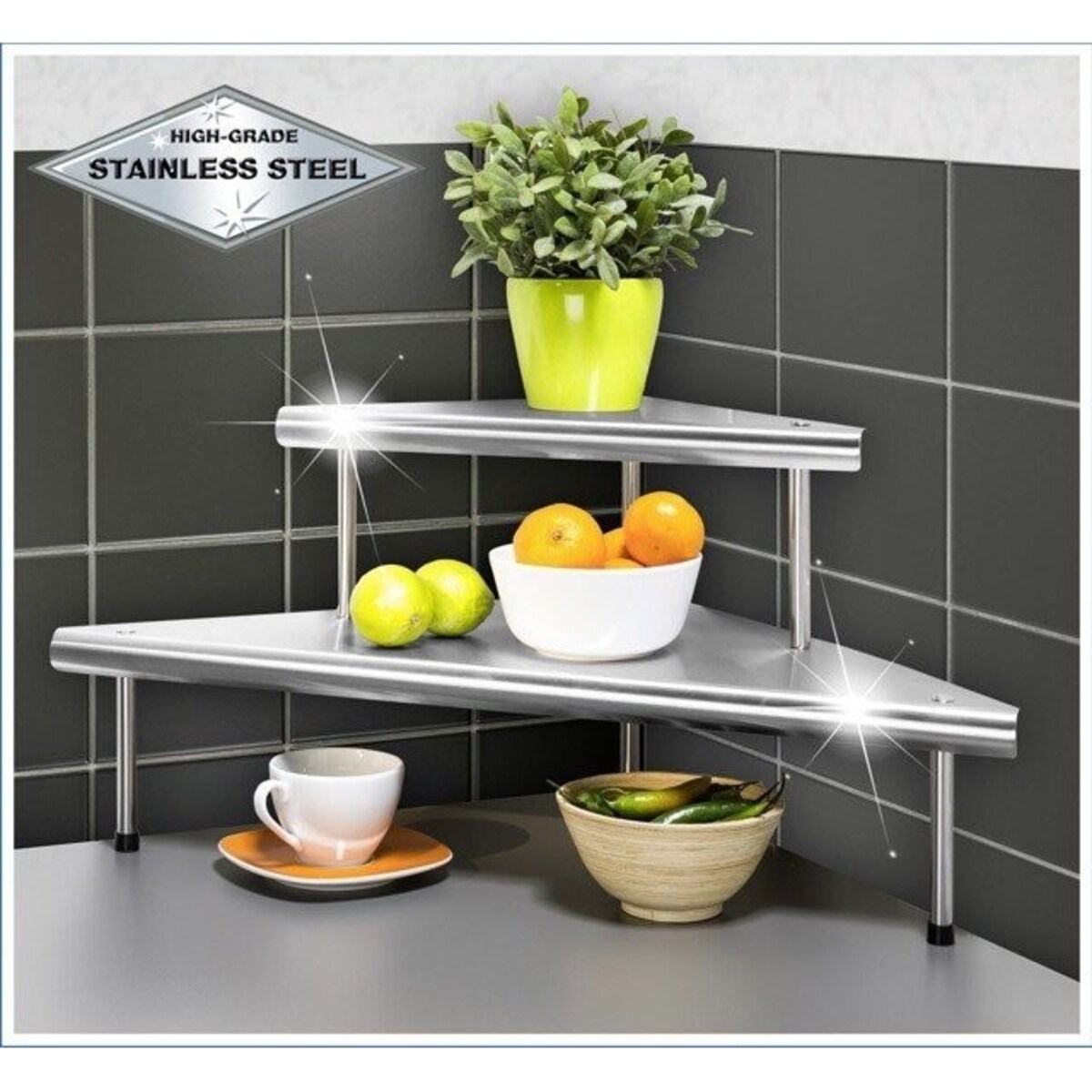 Półka kuchenna narożna 31x68x48,5 ATLEA metalowa