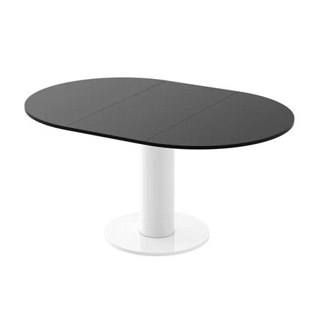 Stół rozkładany SOLO LUX 100(144)x100 czarny połysk/biały połysk