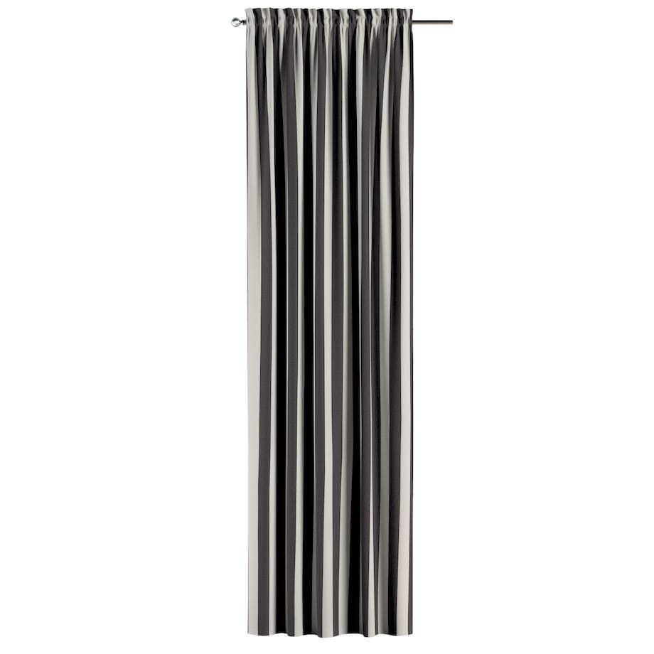 Zasłona na kanale z grzywką 1 szt. 130x260 biało-grafitowe pionowe pasy (5,5cm)